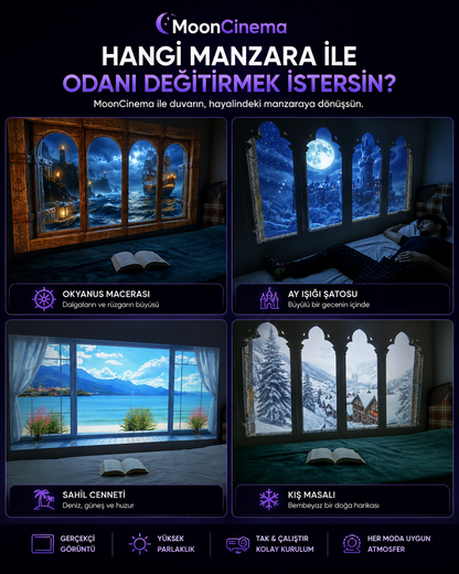 MoonCinema™ 4K Ultra HD Akıllı Mini Projeksiyon